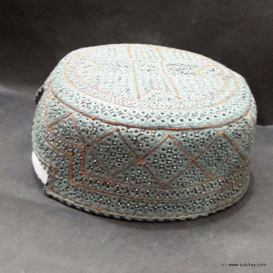 Light Blue Color Chakki Sindhi Cap / Topi (Hand Made) MKC-720